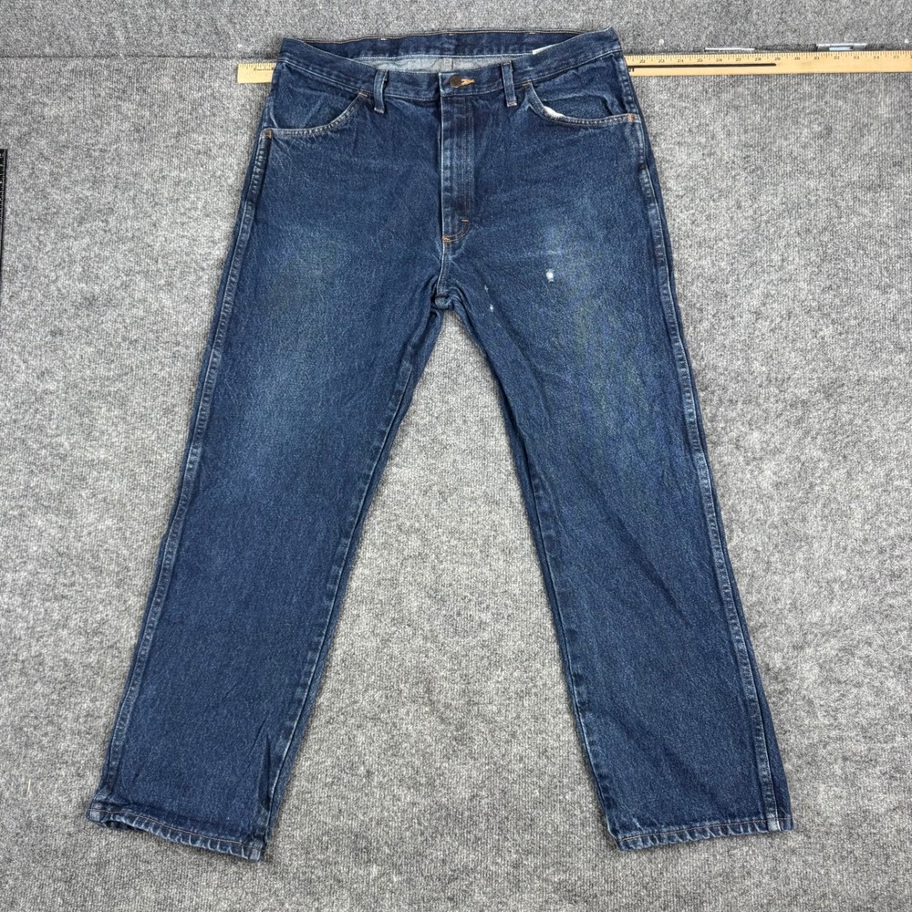 Rustler Jeans Mens Size 38x30 Blue Regular Fit Straight Leg Dark Wash Denim